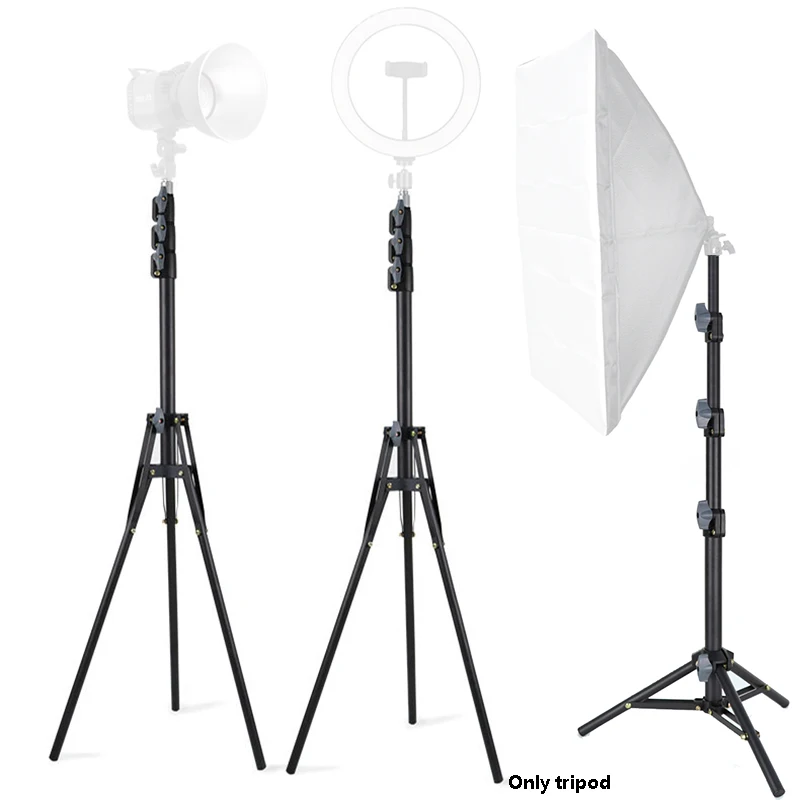 0.6M 1.3M 1.5M 1.7M 1.9M Foldable Tripod Stands Holder with 1/4inch Screw for LED Ring Flash Light Softbox Photo Studio