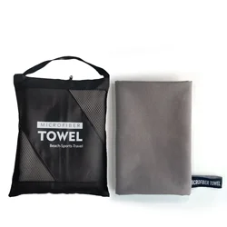Premium Quick - Dry Microfiber Towel - Super Absorbent & Ultra Compact for Travel, Gym, Camping, and Swimming (Light gray)