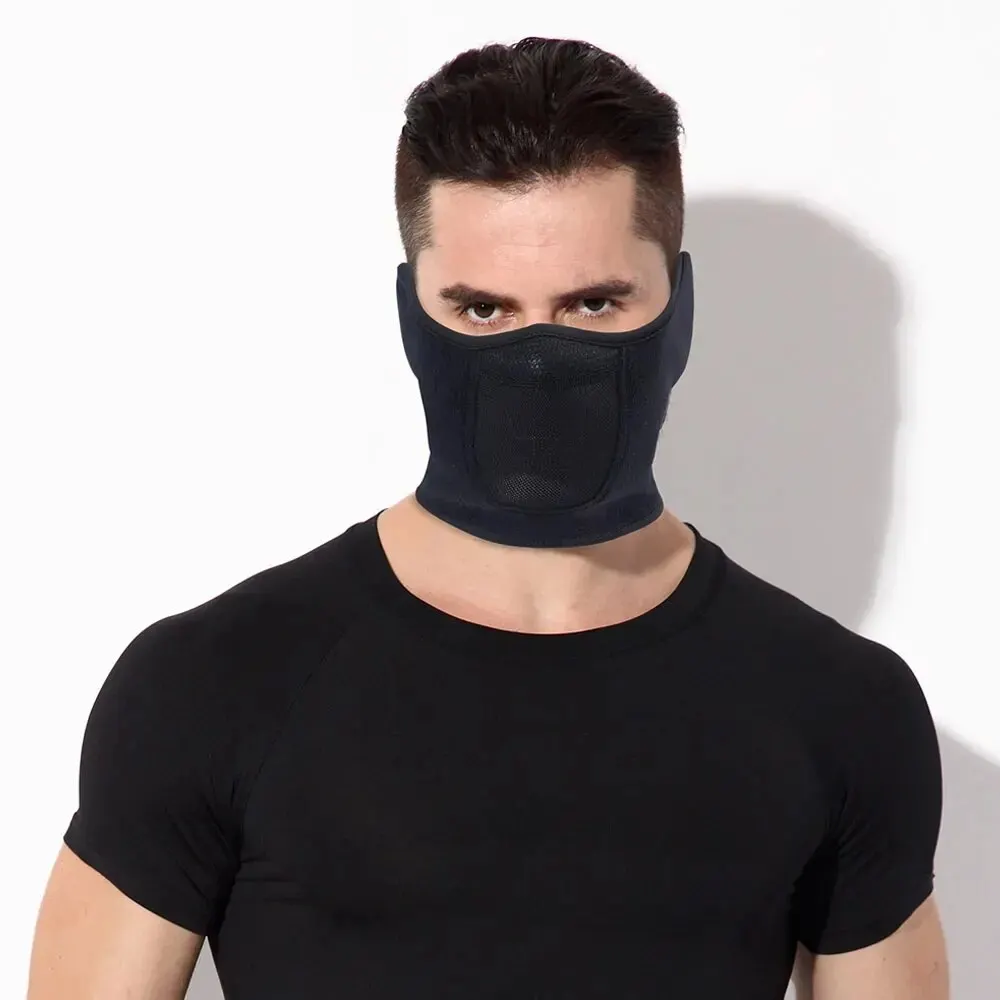 HEROBIKER 오토바이 사이클링 마스크 방풍 귀 오토바이 자전거 마스크 오토바이 따뜻한 반 얼굴 마스크 Black Balaclava