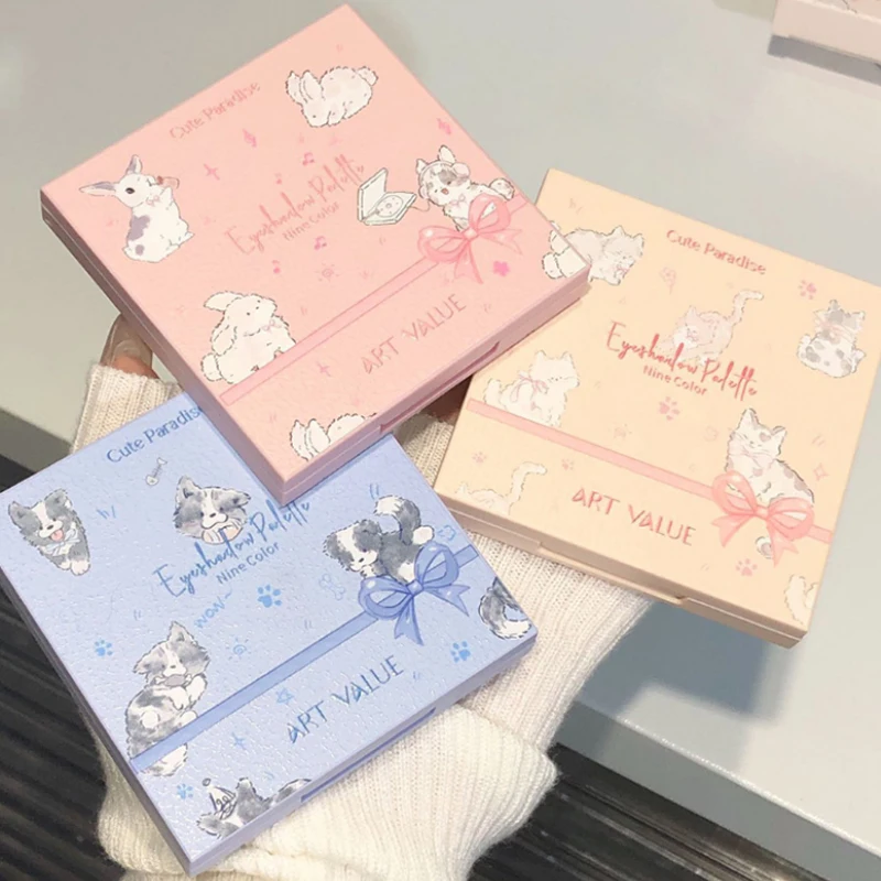Art Value Pet Paradise 9-Color Eyeshadow Palette — Anime-Inspired Design, Adorable Style, Three Unique Color Palettes with 3