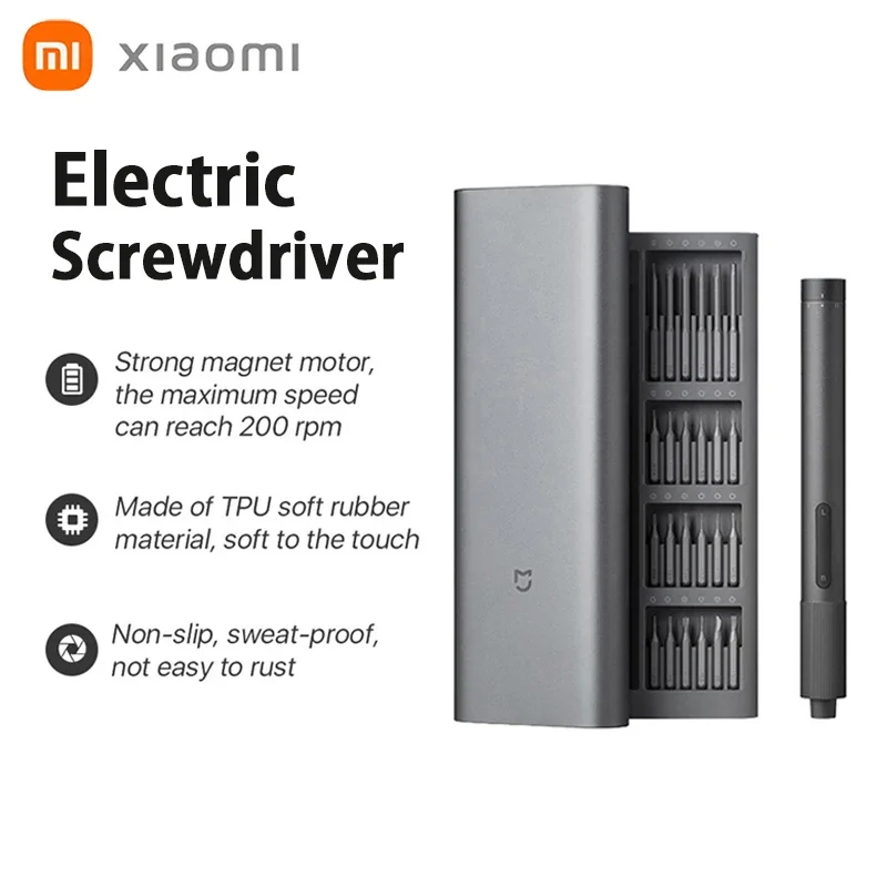 

Xiaomi Mijia Electric Precision Screwdriver Kit Rechargeable Steel Torque 400+ Screw S2 Steel Precision 24 Bits Screw Driver Set