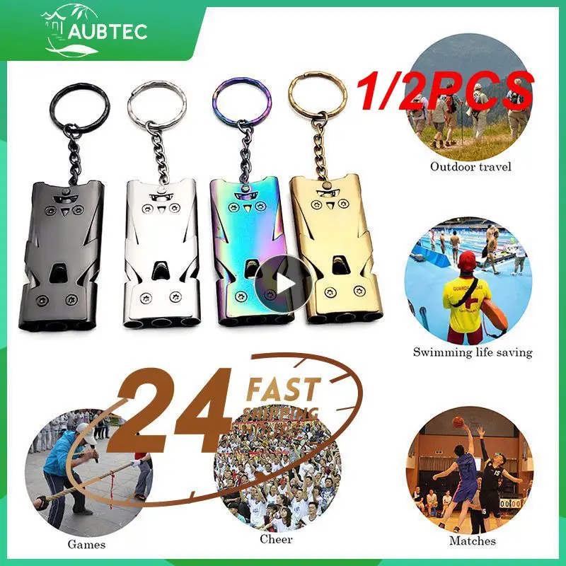 

1/2PCS Double Pipe Whistle Pendant Keychain High Decibel Outdoor Survival Emergency Whistle Camping Tool Multifunction Whistle