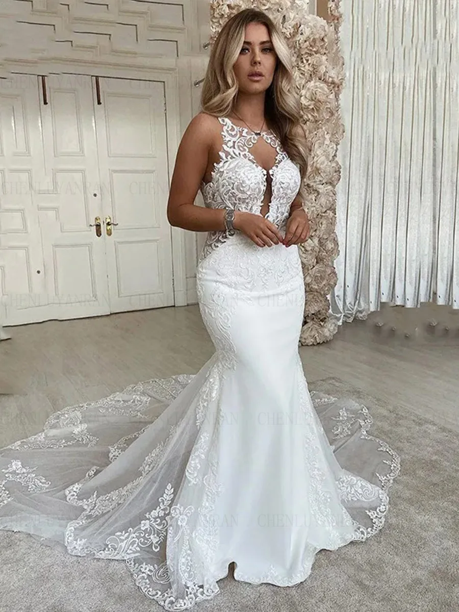 

Mermaid Elegant Wedding Dresses For Women Backless Long Wendding Dress Applique Sexy Dresses For Wome 2023 فستان حفلات الزفاف