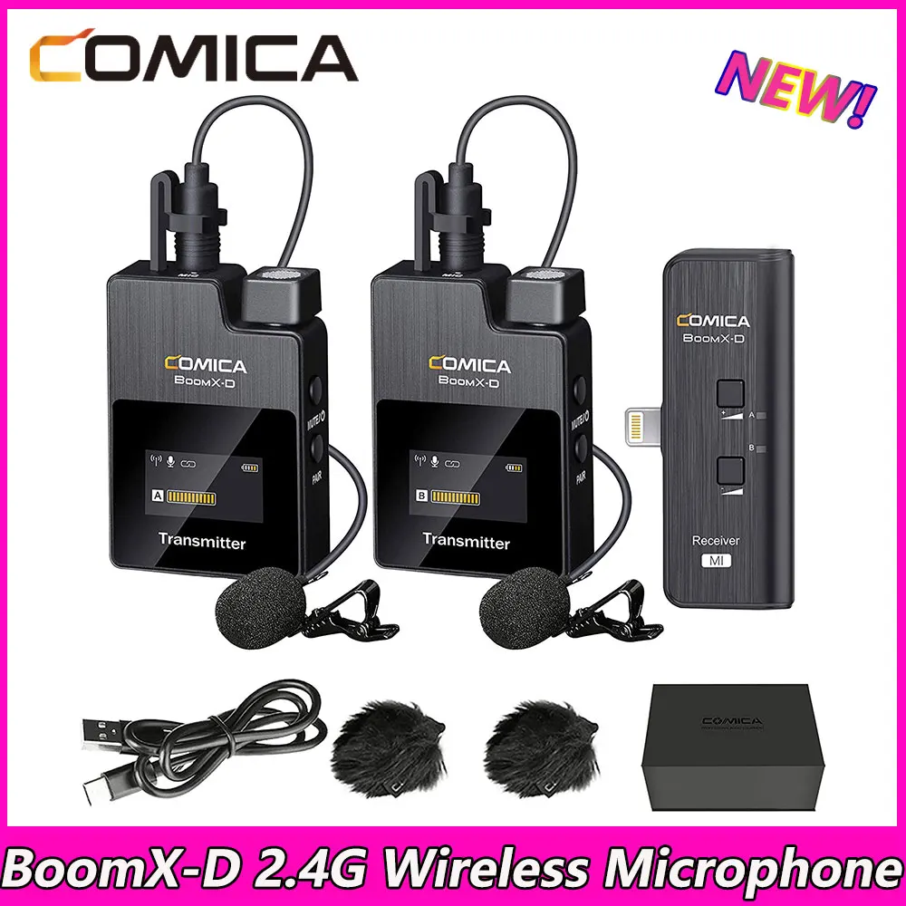 

Беспроводной микрофон Comica BoomX-D 2,4G, микрофон для IPhone, IPAD, Mac, компьютера, ПК, телефона, портативное домашнее студийное оборудование, видео