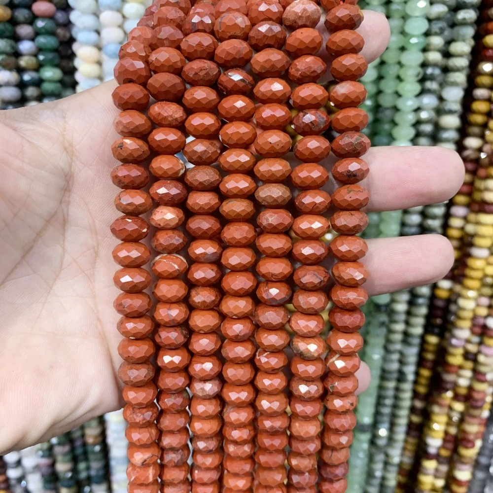 Faceted Natural Stone 6x10mm morganite Ocean Agate  Red Jasper Spacer Beads For Jewelry Making Diy Bracele tnecklace