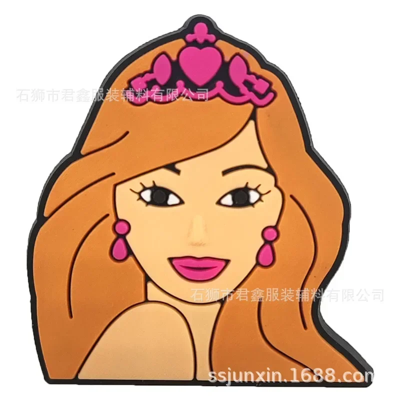 Pink Barbie Princess Castle Shoe Buckle PVC Soft Adhesive Decorative Buckles Fit Crocsse Charms Decorations Cartoon Accessories
