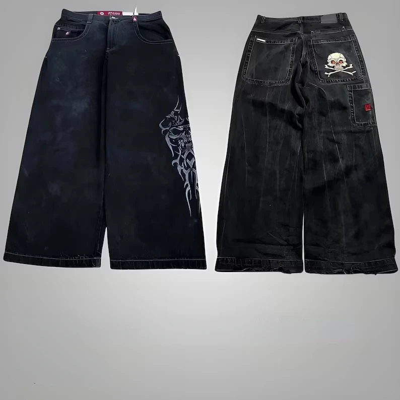 JNCO Y2K 남성용 헐렁한 청바지, 빈티지 자수 하이 퀄리티 청바지, 힙합 고스 스트리트웨어, 하라주쿠 남성 여성 캐주얼 와이드 레그 청바지