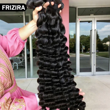 26 28 30 Inch Loose Deep Wave Human Hair Bundles Curly Hair Brazilian Weaving 1/3/4 Natural Color Braiding Unprocessed Bundle 1