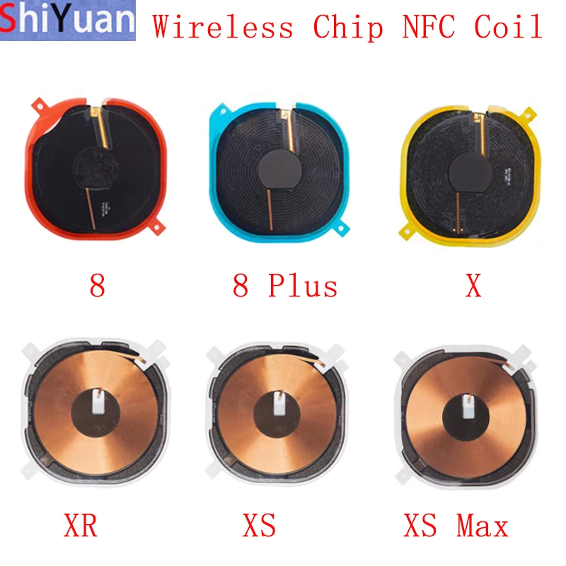 Chip Wireless Nfc Coil Flex Cable Sticker Per Iphone 8 Plus Xs Max Xr Ricarica Wireless Nfc Con Parti Di Ricambio Volume Flex