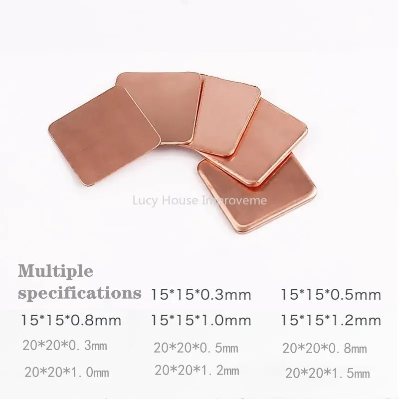 10Pcs 0.3mm/0.5mm/0.8mm/1.0mm Laptop Copper Sheet Plate Strip Shim Thermal Pad Heatsink Sheet For GPU CPU VGA Chip RAM Cooling