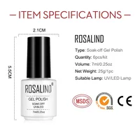ROSALIND 6Pcs/kits Nail Gel Polish Set Green Bule Purple Shiny Bright Gel Polish Set Cured LED/UV Lamp For Nail Art Design 2
