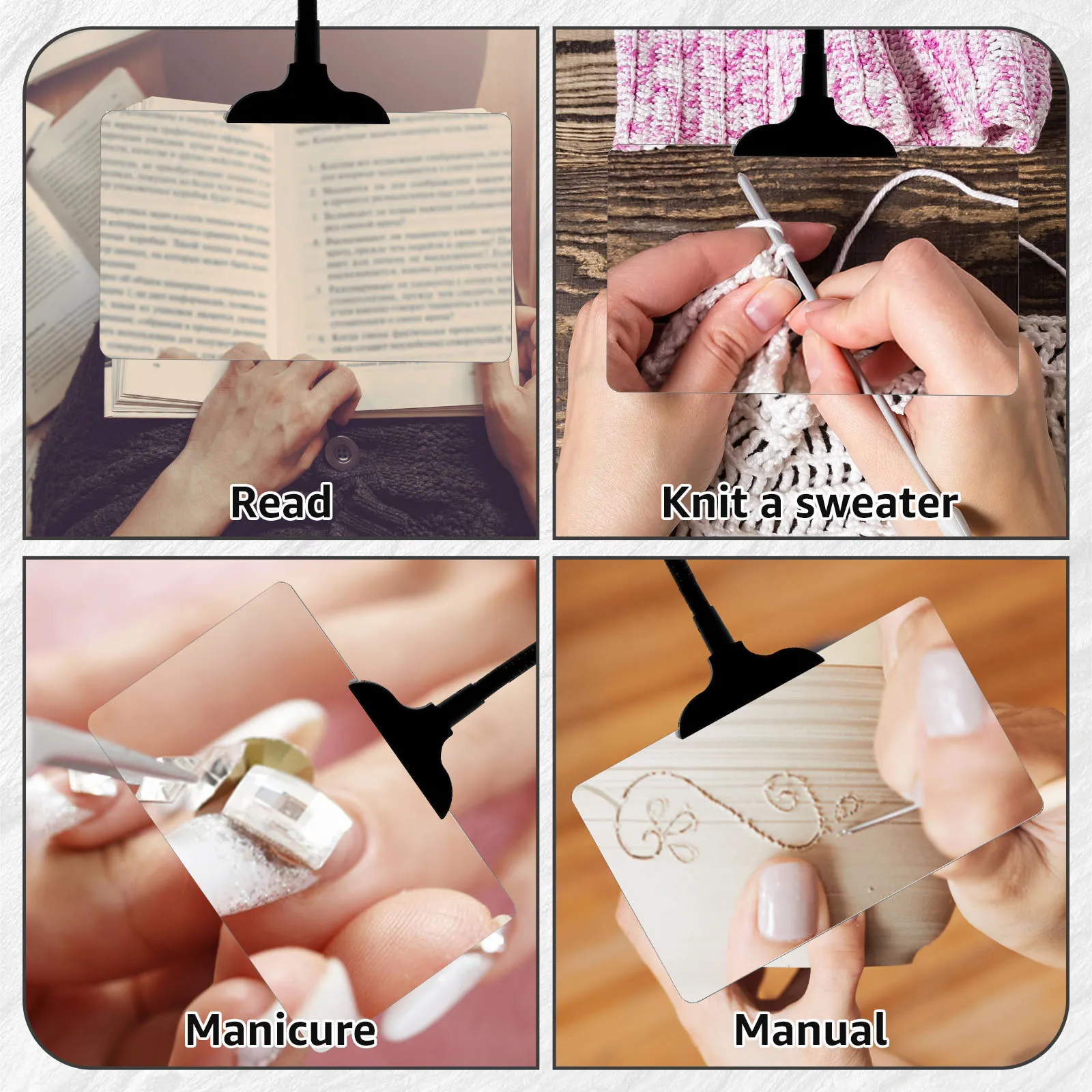 5X Magnifying Glass with Adjustable Clip Hands Free Magnifying Glass with Flexible Neck Large Page Magnifier Reading Magnifier