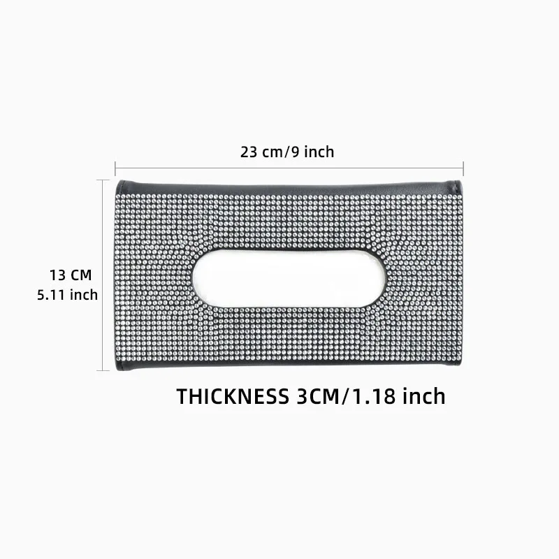 Car Rhinestone Tissue Box Holder Sun Visor Paper Box Auto Interior Storage 1 Pcs