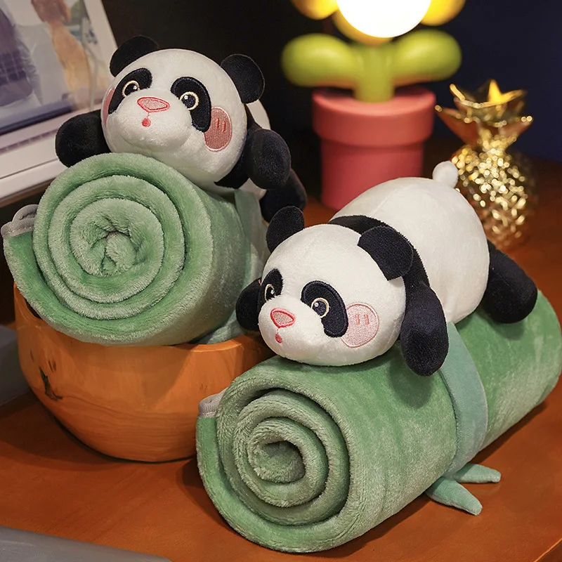 

Cartoon Blanket Cute Animal Panda Car Cushion Pillow Blanket 2-in-1 Air Conditioner Children's Pillow Quilt Nap Plush Toys