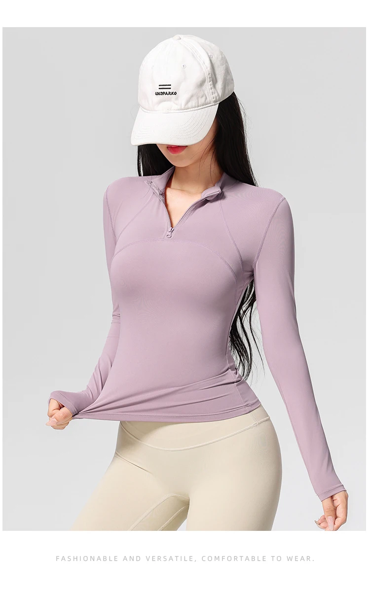 Women's Long Sleeve Yoga Training T-Shirt Horse Riding Sports Fitness Active Wear Top Comfortable Breathable Workout Shirt Sd77cb0383cc546f2823bb22c66878442G