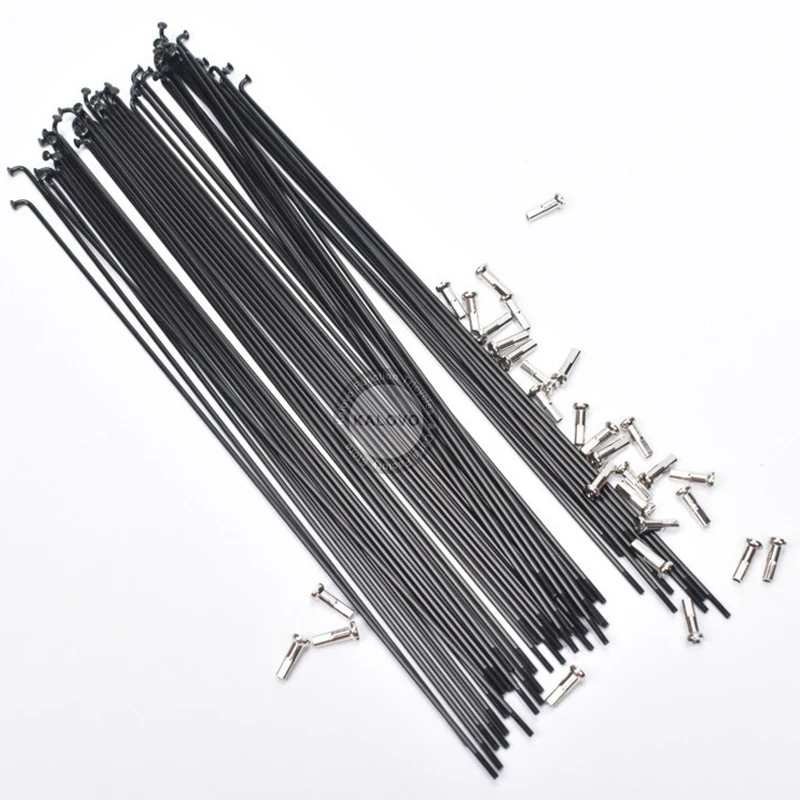 20Pcs Bicycle Steel Spokes 13G Dia = 2.2m Black Bicycle Spokes With Nipples 90-220mm Bike Parts