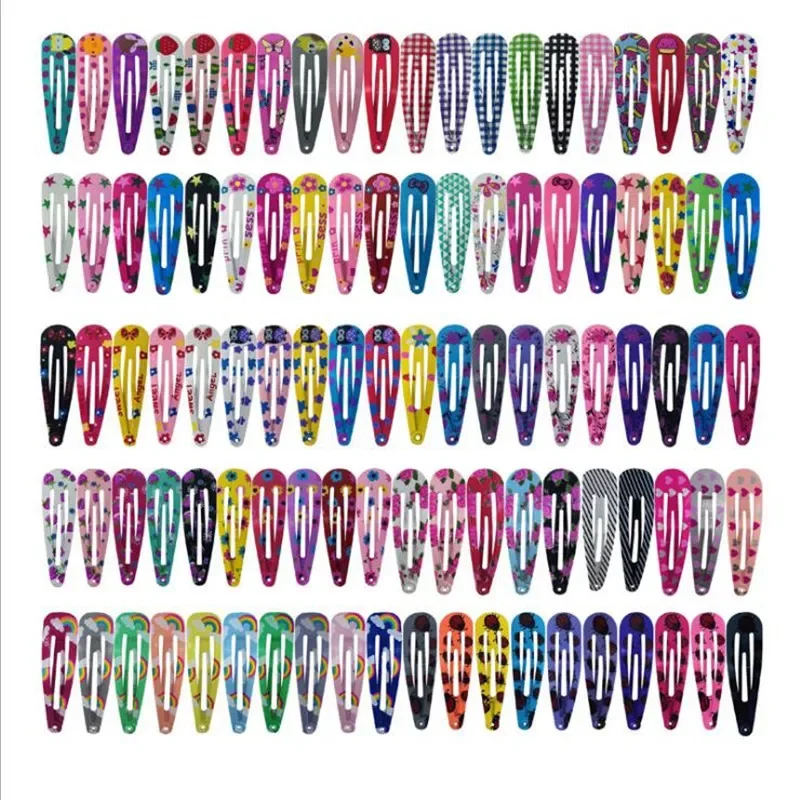 

40Pcs/Lot Print Hair Accessories Dripping Hair Clip Princess Barrette Korean Hairclip Cartoon Headdress Solid Hairpins for Girls