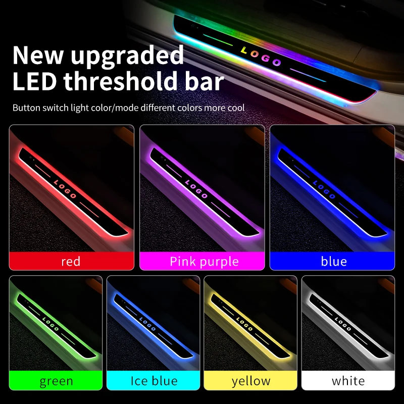 자동차 문짝 조명 씰 라이트 로고 프로젝터 램프, USB 전원 이동 LED 웰컴 페달, 자동차 스커프 플레이트 페달 라이트, 맞춤형