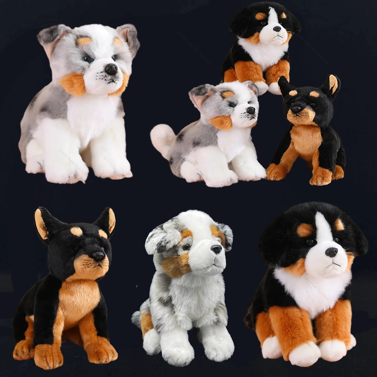 Simulation Puppy Dingoes Doberman Bernese Mountain Plushie Doll Soft Stuffed Real Life Fluffy Animal Dog Plush Toy For Kids Gift carni life puppy корм для щенков с ягненком с ежевикой и клюквой 12 кг