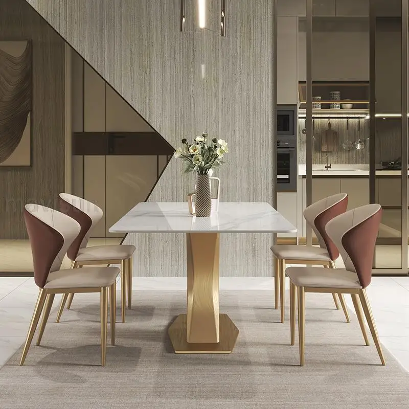 

Luxury Center Dining Table Light Modern Minimalist Designer Creative Rectangular Table Chair Set Table Pliante Home Furniture