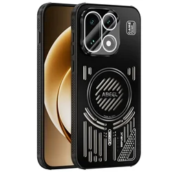 Enhanced Aluminum Magnetic Cooling Metal Case with Stand and Lens Protector for OnePlus Ace 6T (Black)