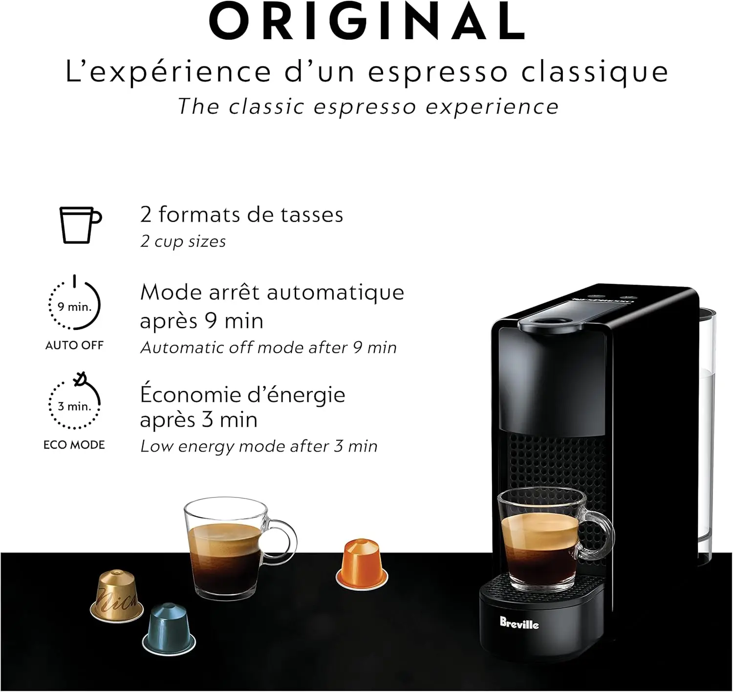 Nespresso Essenza Mini Machine, 15.25 x 5.5 x 12.25 in, Black 2