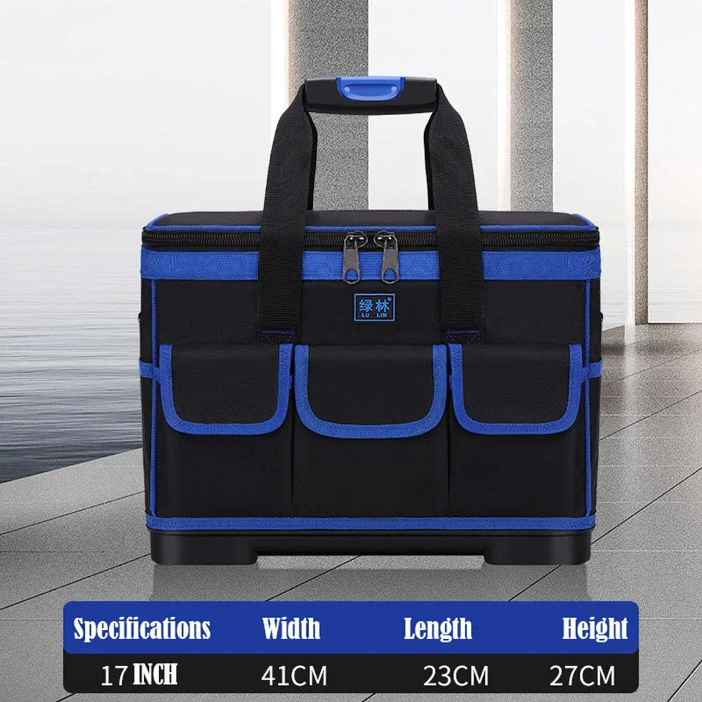 WINHUNT 2 Bolsas De Herramientas, Bolsa De Herramientas Resistente De 12 Y 17 Pulgadas Con Múltiples Bolsillos, Bolsa De Almacenamiento De Herramientas De Boca Abierta Ancha Para Electricistas