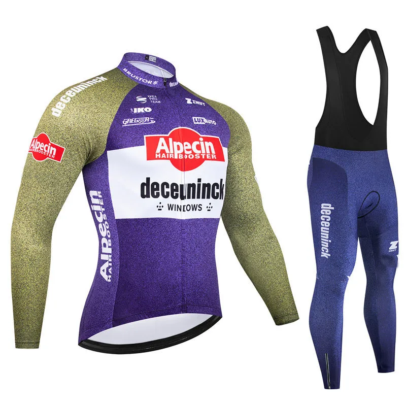 Cycling jersey Cycling suit Cycling jersey set Alpecin Team Men's Cycling Jersey Long Sleeve Set MTB Bike Clothing Maillot Bib Pants 19D GEL