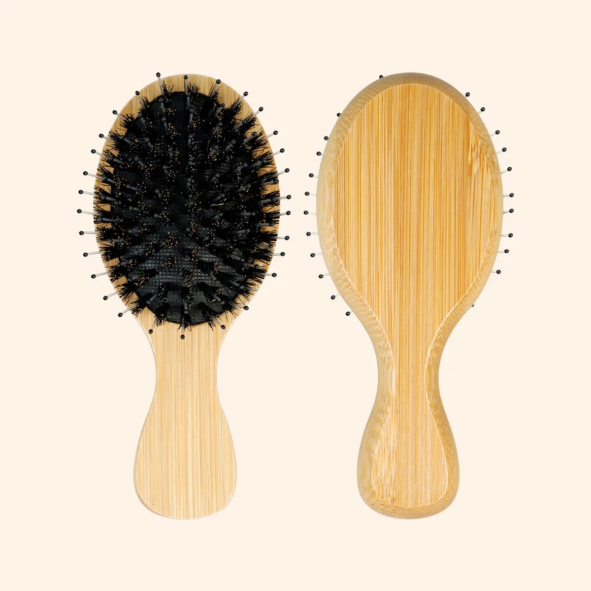Bambu Saç Fırçası Ahşap Saplı Domuz Kılı ile Nazik Saç Penye ve Saç Derisi Masajı için