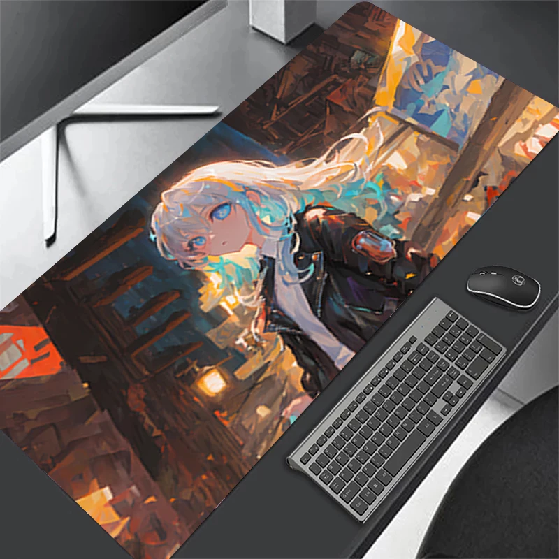 

Anime Blue Eyed Little Girl Anti slip Rubber Mouse Pad large Edge Locking Game Keyboard Pad Desktop Laptop Accessories Mousepad