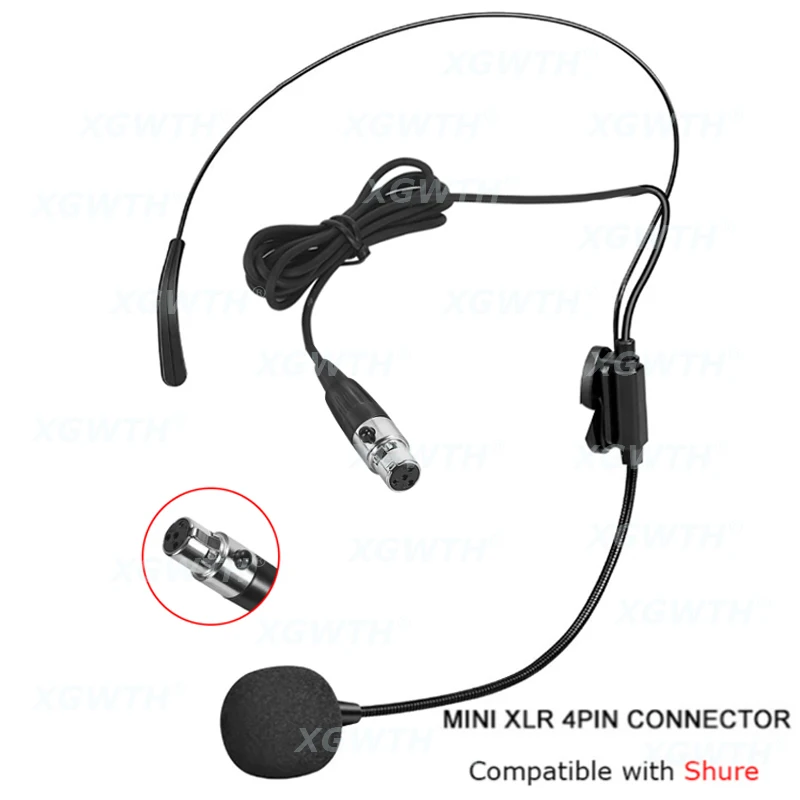Headset Microphone Dual Ear Head Omnidirectional Condenser Headworn Mic for Sennheiser Shure AKG MiPro Samson Wireless System