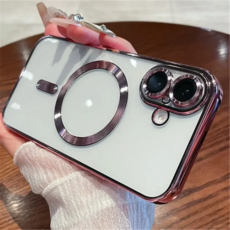 Coque de luxe transparente pour chargement sans fil Magsafe pour iPhone 16 15 14 Plus 13 12 11 Pro Max X XS Max XR, coque antichoc_voghion.com
