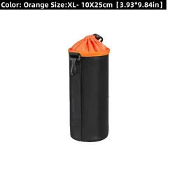 Waterproof Camera Lens Pouch Bag - Soft Drawstring Protector Case (C - Orange - XL)