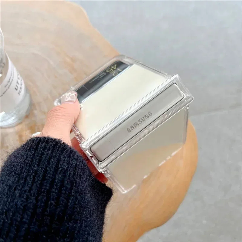 Clear Phone Case for Samsung Galaxy Z Flip 6 5 4 3 5G Hinge Plastic Back Cover