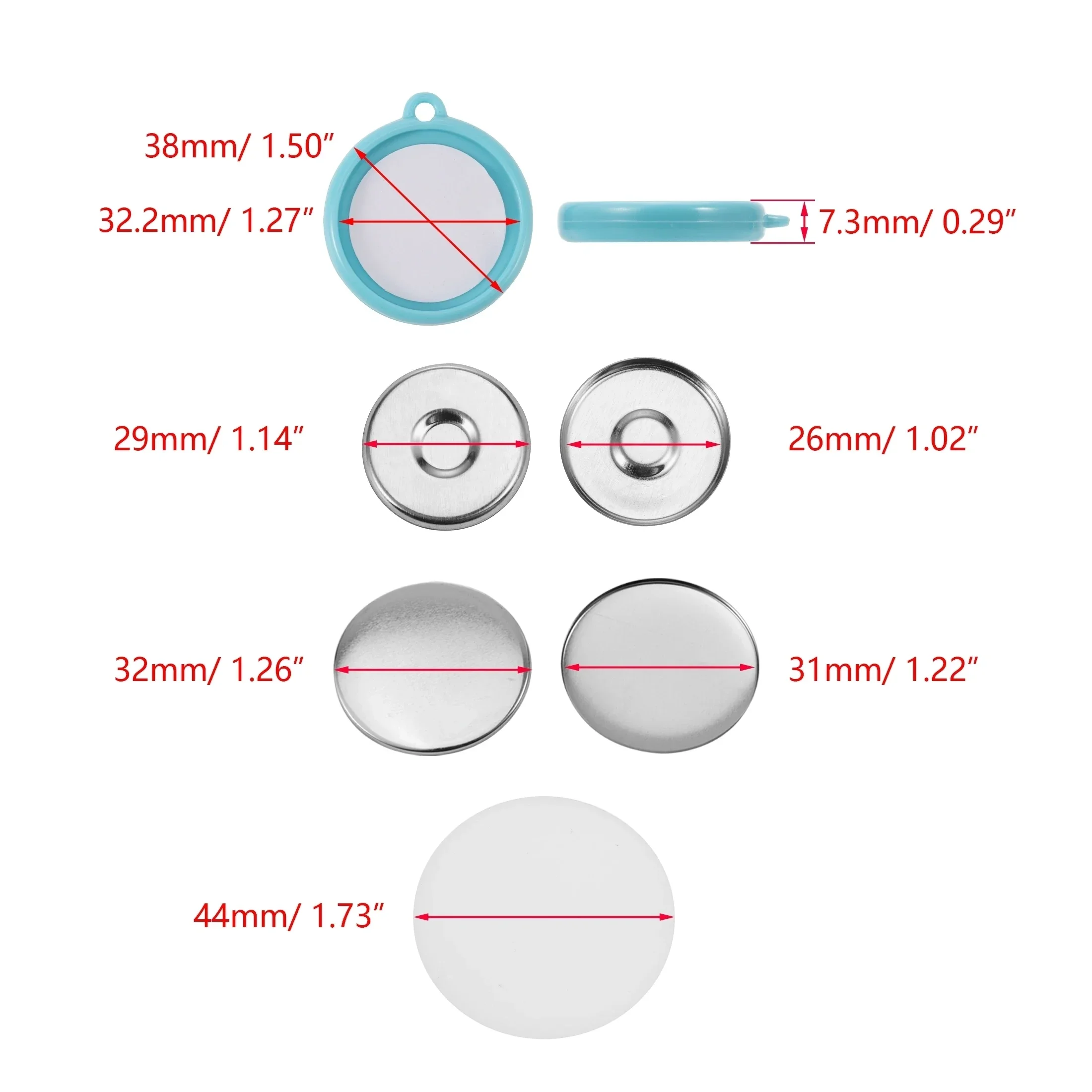 37mm round complete button supplies set with plastic... 50pcs 32mm 37mm Keychain Badge Button Pins Maker Double-side Key Ring ...