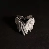 Retro Angel Wings Ring For Women Girls Punk Gothic Adjustable Open Ring Handmade Designer Jewelry Accessories Gift e783