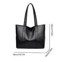 Big Soft Leather Bag Female 2025 New Tide Version Of Everything Simple Large Capacity Tote Single Shoulder Handbag - Image 6
