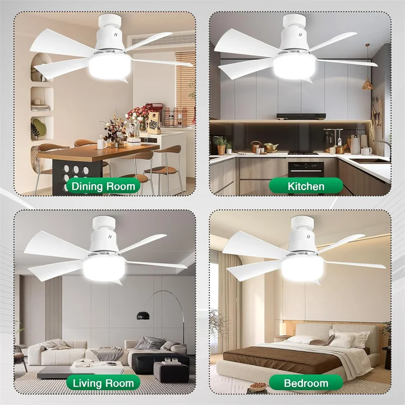 LED Ceiling Fan with Light E27 Socket Remote Control Dimmable 30W Smart Wireless for Bedroom Garage Kitchen ceiling fan led ceiling fan lights led fan light