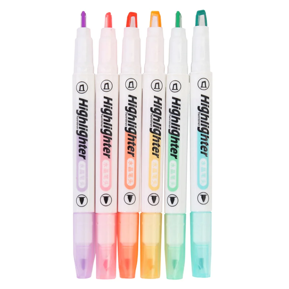 

6 Pcs Highlighter Pen Markers Highlighters Pens Students Stationery Mild Color Plastic Pastel