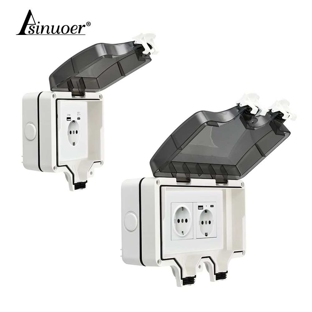 Durable Outdoor Waterproof Wall Plug, 16A, 110-250V, IP66 Dustproof