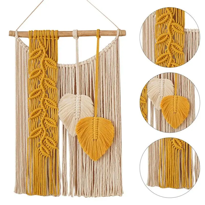 Boho Wall Tapestry Macrame Boho Wall Macrame Woven Wall Tapestry Chic Handmade Tassels Pendant Bohemian Wall Art Decorations 2