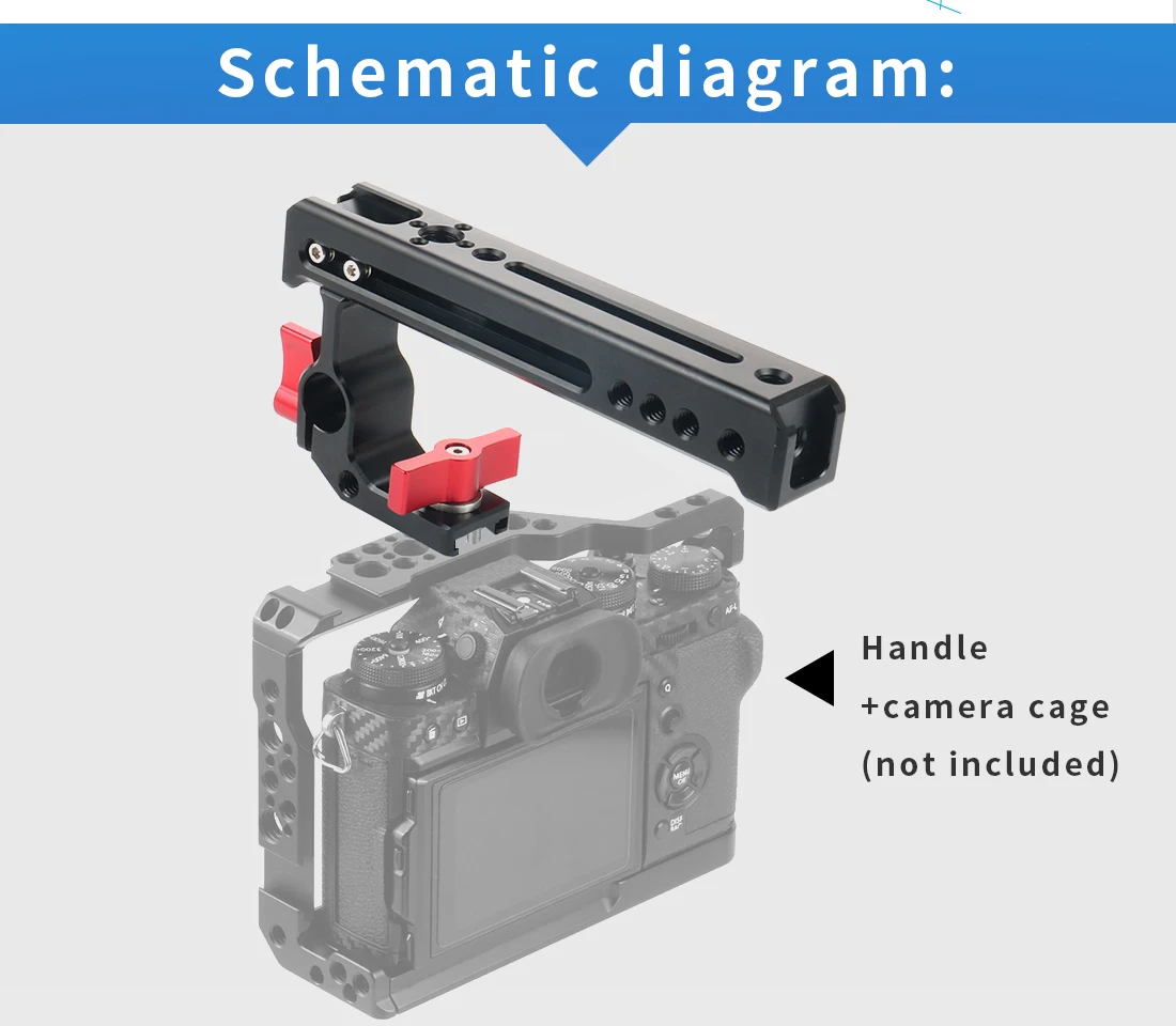 X-T4 Kamerakäfig, vollständig passend für FUJIFILM Fuji XT4, Kombi-Set mit Top-Handle-Griff, Kaltfußhalterung, vielfältigen Gewinde und Stativlöchern – Detail 29