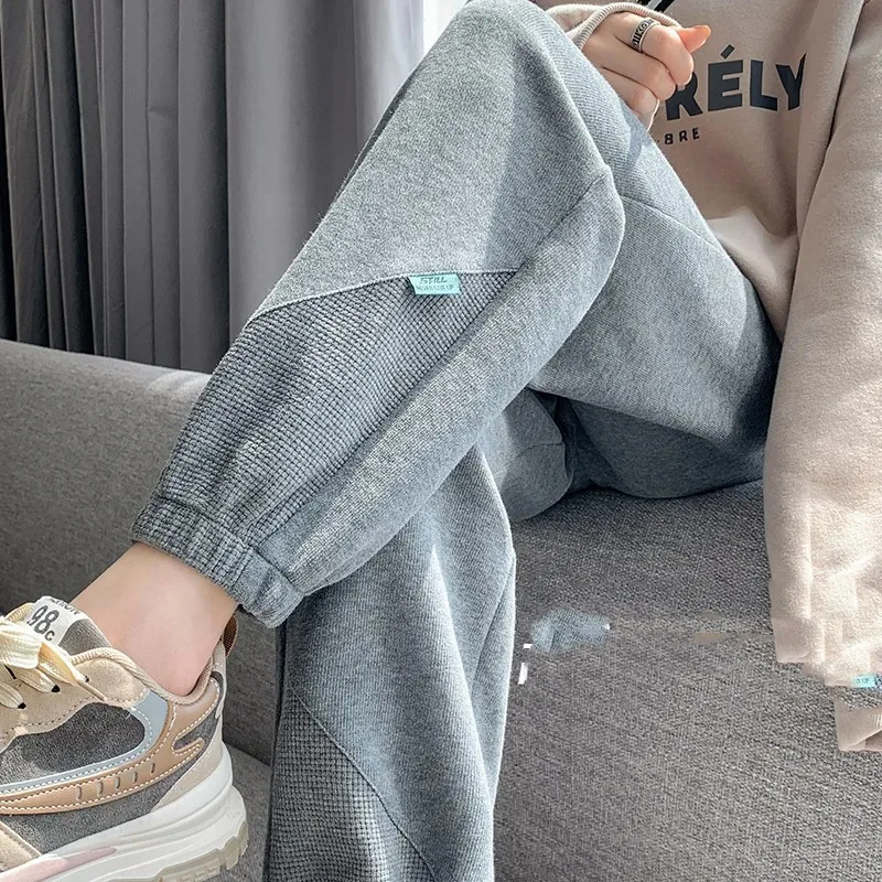 Women's Spring Autumn Elastic High Waisted Solid Drawstring Bandage Pockets Casual Sports Harlan Trousers Vintage Elegant Pants