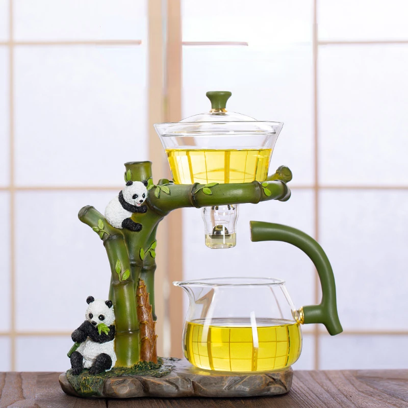 Glass Automatic Tea Set Panda Shaped Tea Maker Household Light Luxury High-end Magnetic Bubble Pot tea set