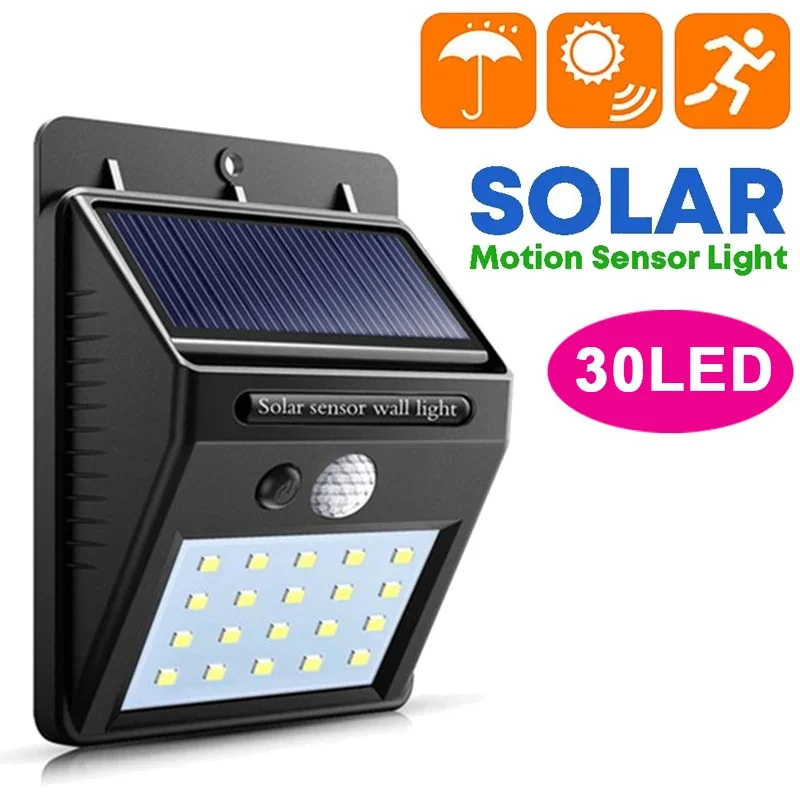 30 Led Solar Light Pir Motion Sensor Applique Da Parete Lampada Solare Per Esterni Impermeabile A Energia Solare Lampione Stradale Decorazione Da Giar
