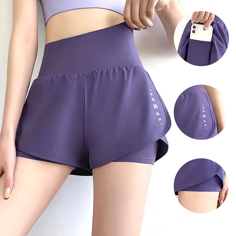 Tennis Shorts Women Pockets Skort Breathable High Waist Shorts Female Sport Yoga Running Sports Golf Solid Color Short