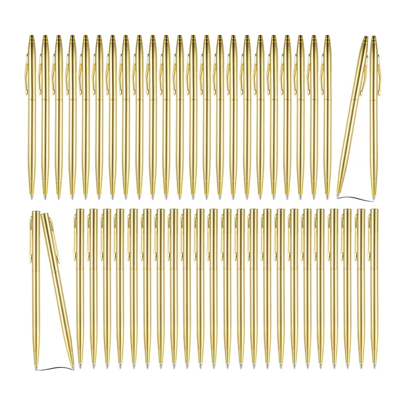 L93A-Sleek 50Pcs 홈 오피스, 검정 잉크, 개폐식 원추형 1.0Mm 펜 포인트 용 골드 메탈릭 미니 볼펜