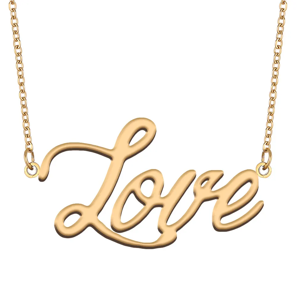 

Женское колье из нержавеющей стали с надписью Love Name, Золотое кулон-табличка с именем ожерелье