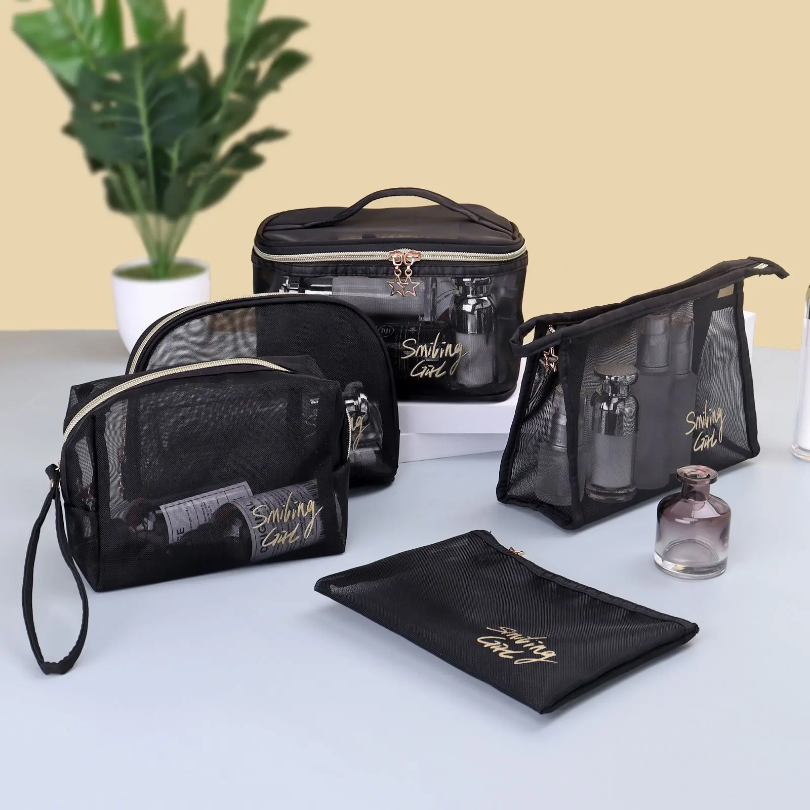 

Bags Travel Makeup Pouch Storage Bag Mesh Zipper Pouch Travel Toiletry Bag Organizer Travel Accessories