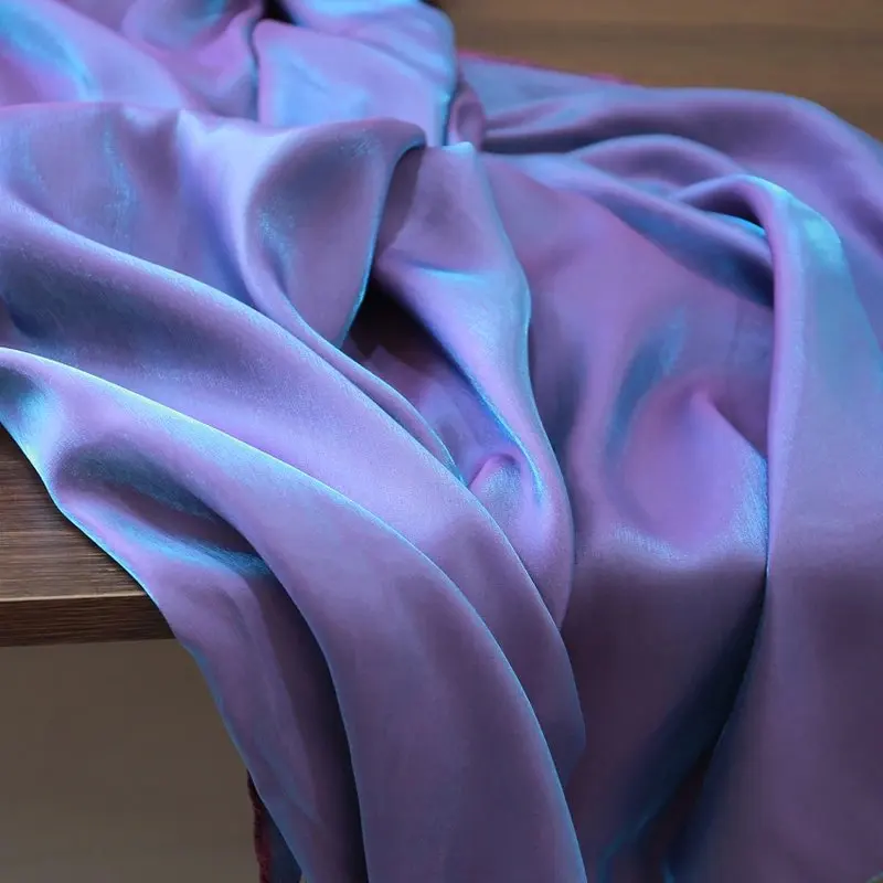 Purple Blue Iridescent Satin Fabric - Luxuriously Soft and Smooth Draping Material for DIY Clothing and Crafts